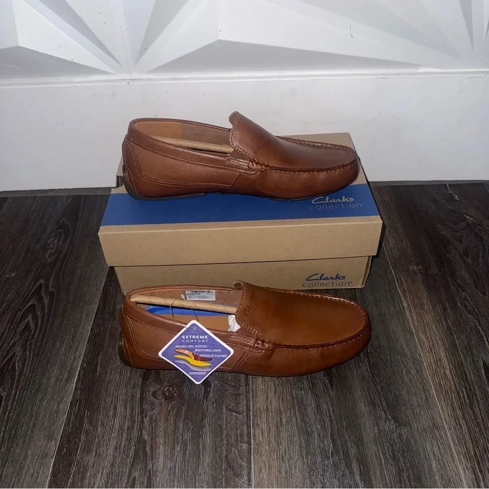 Clarks Markman Plain Cognac Leather Loafers Men’s 8.5M